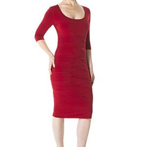 Eva Varro Ruched Stretched Bodycon Red Dress Size Small